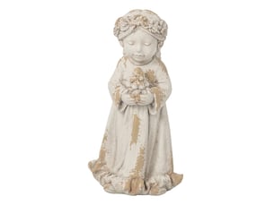 Statue ange fleuri extérieur judith 61cm beige