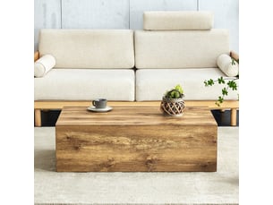 Table basse rectangulaire sans montage - plateau effet bois, patins antidérapants, mdf bois, 90 × 50 × 30 cm