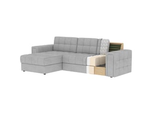 Canapé d'angle convertible kapitara gris et noir réversible avec coffre de rangement