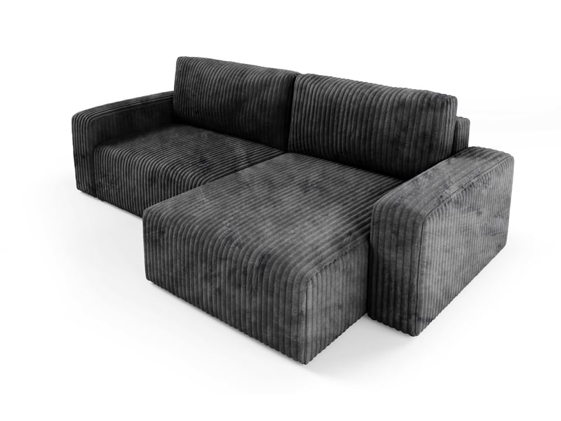  Canapé d'angle convertible cord fano noir  - Conforama C