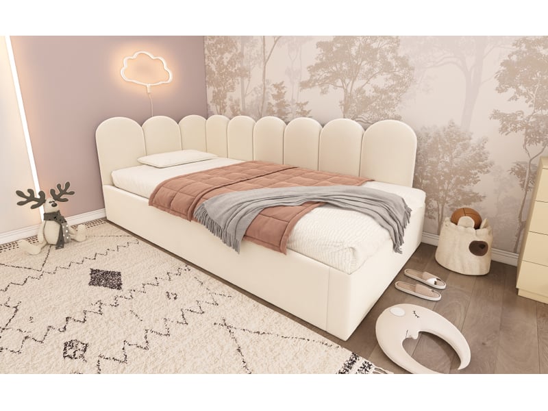  Lit gigogne 90x200 cm avec lit secondaire 90x190 cm - gain de place pour enfant - velours beige - sans matelas  - Conforama C