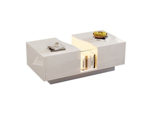 Table basse led 100x50x35 cm 2 tiroirs mdf blanche