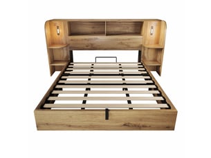 Lit coffre 180x200 cm LEYTN   coloris bois clair