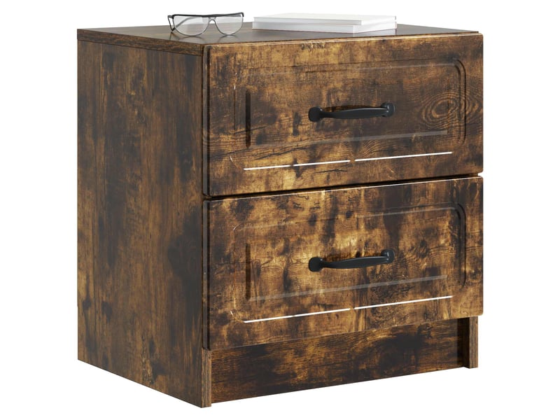 Table de chevet - cabinet de chevet - table de nuit 2 pièces chêne fumé 43 x 34,5 x 44,5 cm  - Conforama B