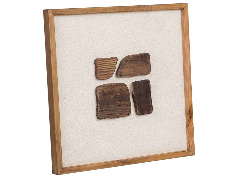  Tableau artisanal en bois recyclé relief beige et marron 52x4x52 cm h  - Conforama A