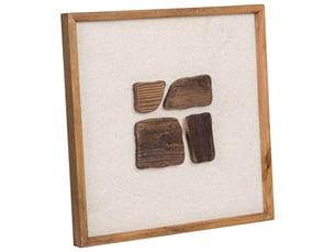 Tableau artisanal en bois recyclé relief beige et marron 52x4x52 cm h