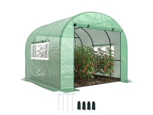 Serre de jardin serre tunnel de jardin 9m² pe haute densité 135 gm², avec 2 portes zippées 300 x 300 x 200 cm, vert