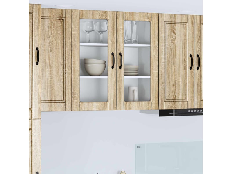  Meuble mural de cuisine, cabinet en verre mural chêne sonoma 80x31x80cm shl4937  - Conforama B