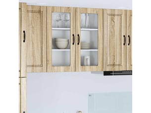 Meuble mural de cuisine, cabinet en verre mural chêne sonoma 80x31x80cm shl4937