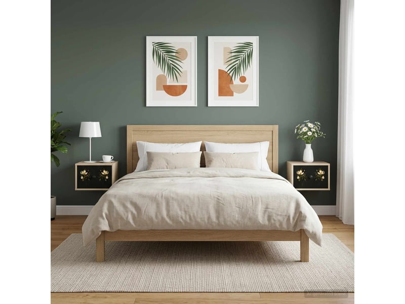  Table de chevet - cabinet de chevet - table de nuit mural bremen 2 pc chêne sonoma  - Conforama B