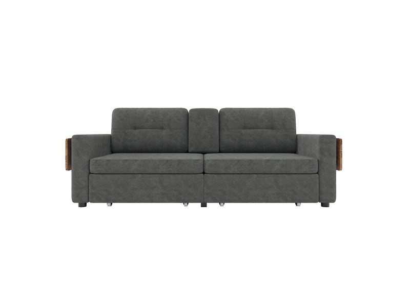 Canapé 2 places avec 2 tiroirs 178x71x57,5 cm en chenille gris foncé - Conforama R