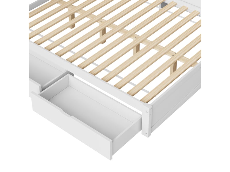  Lit de jour 140x200 en pin massif avec tiroirs, étagères et led  - Conforama W