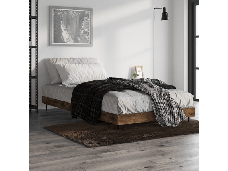  Lit simple- lit adulte -  cadre de lit sans matelas chêne fumé 100x200 cm bois ingénierie  - Conforama C