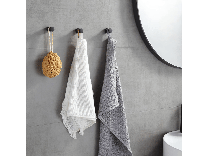 Crochets muraux, crochets à serviettes pour salle de bain, cuisine, portes, armoires et placards, paquet de 5 (noir) - Conforama B
