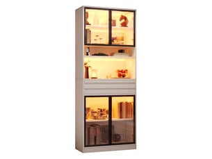 Vitrine coloris blanc 2 étagère(s) TCQPZ - 80 cmx200 cm