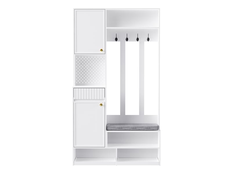  Portemanteau avec banc et rangement 100 x 35 x 180 cm en mdf blanc  - Conforama A