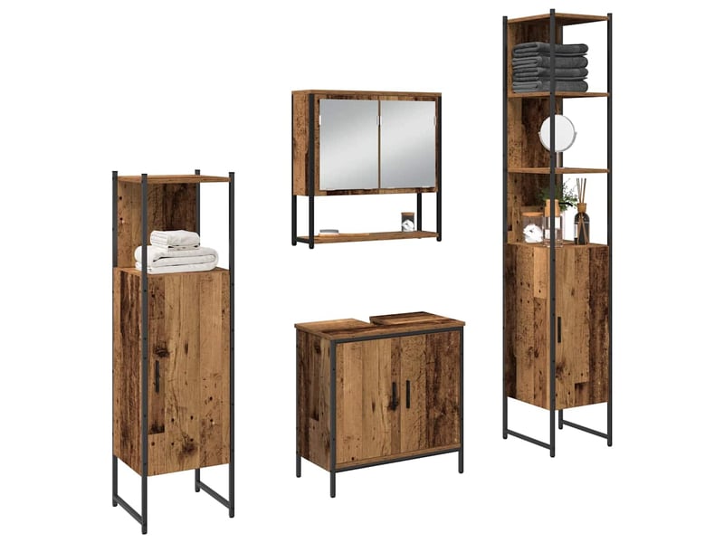  Ensemble de mobilier de salle de bain 4 pc marron cf64525  - Conforama C