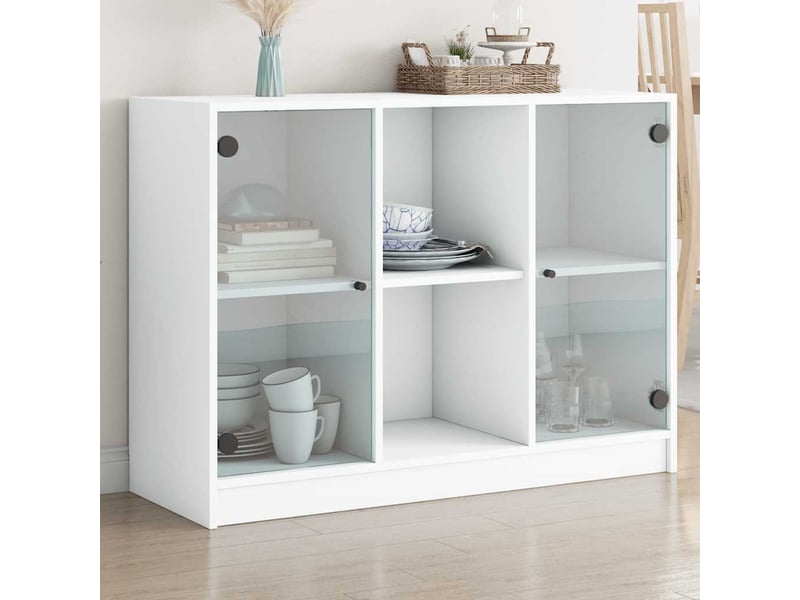  Buffet - bahut - meuble de rangement blanc 102x37x75,5 cm bois d'ingénierie  - Conforama B