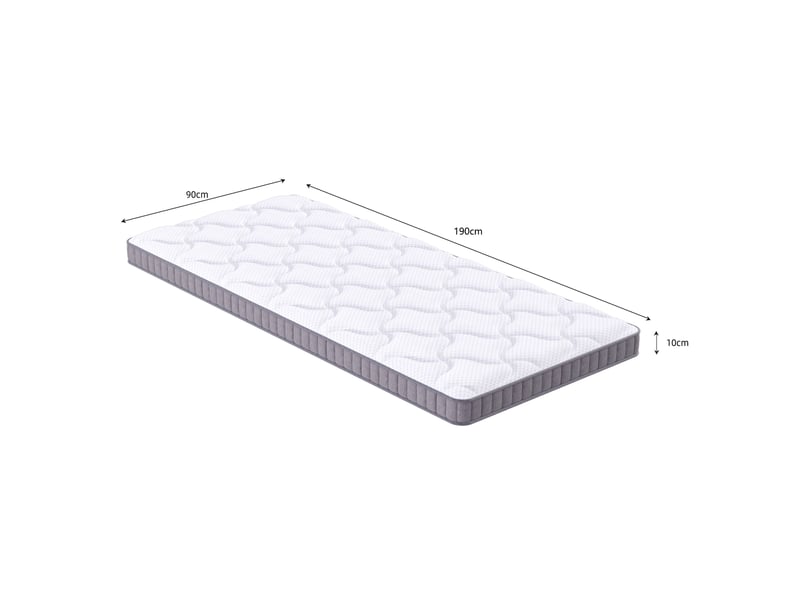  Matelas 7 zones à ressorts ensachés 90x190x10 cm blanc, mousse et ressorts, fermeté h3, pour canapé-lit  - Conforama C