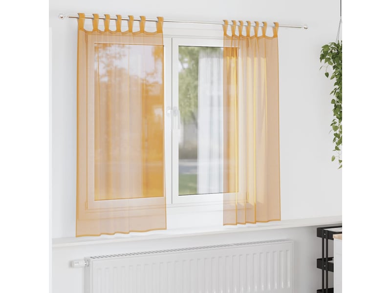  Lot de 2 voilages à œillets, voilages à anneaux orange 140 x 175 cm cf48967  - Conforama B