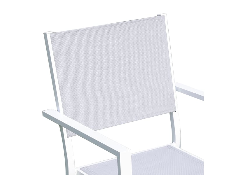  Lot de 4 fauteuils en aluminium et textilène coloris blanc  - Conforama D