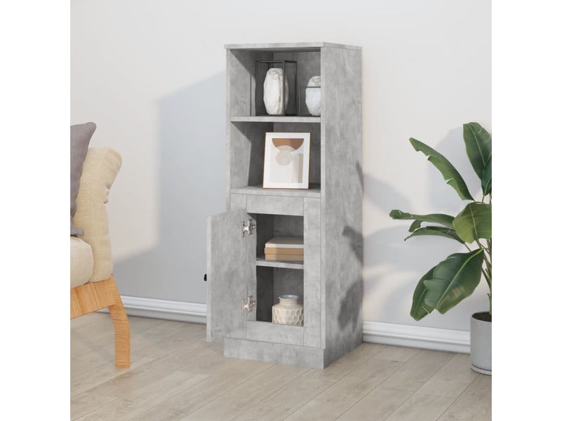  Buffet haut - bahut - meuble de rangement gris béton 36x35,5x103,5 cm bois d'ingénierie  - Conforama C