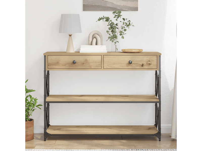  Table console - table d'appoint - table d' entrée chêne artisanal 100 x 28 x 75 cm  - Conforama D