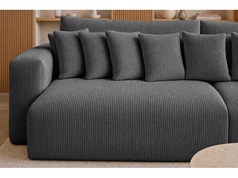  Suzie - canapé droit convertible petit velours côtelé 4 places gris foncé  - Conforama E