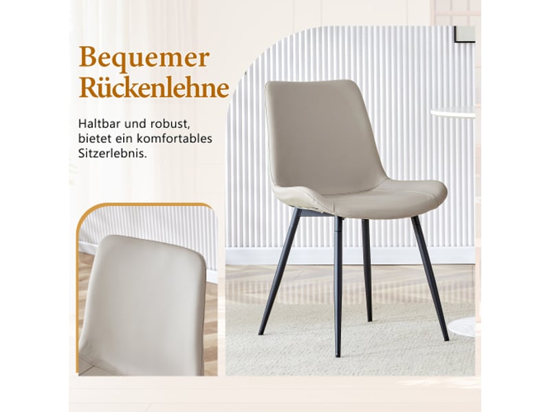  Table ronde minimaliste 100 cm mdf – ensemble 4 chaises simili cuir gris, sièges élargis, salle à manger moderne  - Conforama D