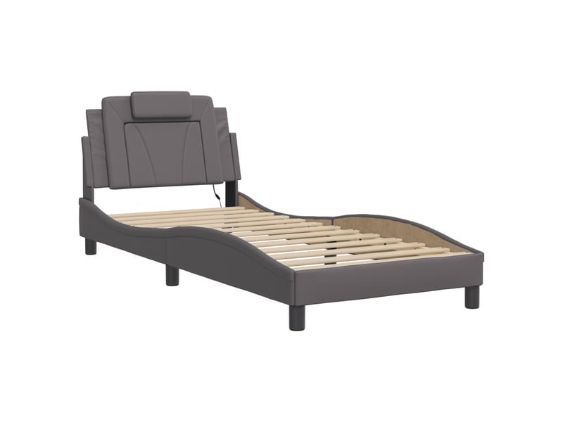 Lit simple- lit adulte -  cadre de lit viana avec led sans matelas gris 80x200 cm  - Conforama B
