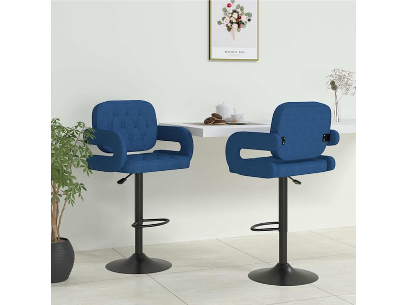  Lot de 2 tabouret de bar, chaise de bar bleu tissu shl72923  - Conforama B