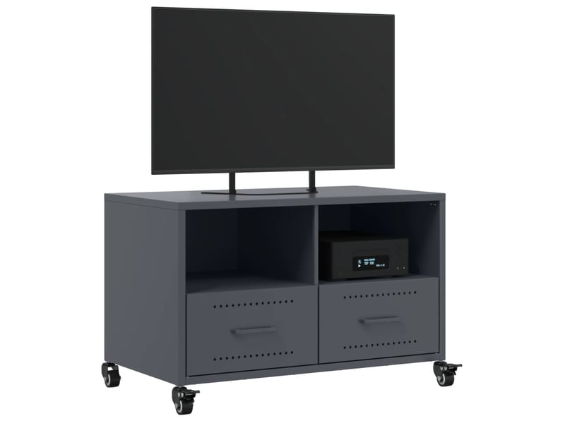  Meuble tv - banc tv - meuble de rangement anthracite 68x39x43,5 cm acier  - Conforama D