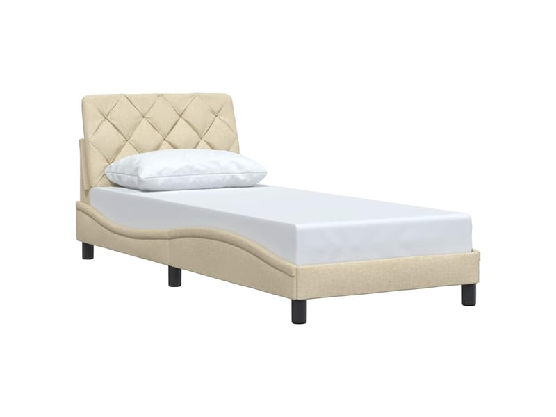  Lit simple- lit adulte -  cadre de lit sans matelas crème 80x200 cm tissu  - Conforama B