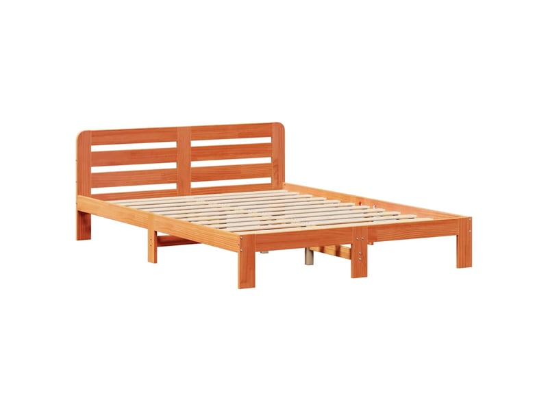  Lit double- lit adulte -  cadre de lit sans matelas  marron 150x200cm bois pin massif  - Conforama B