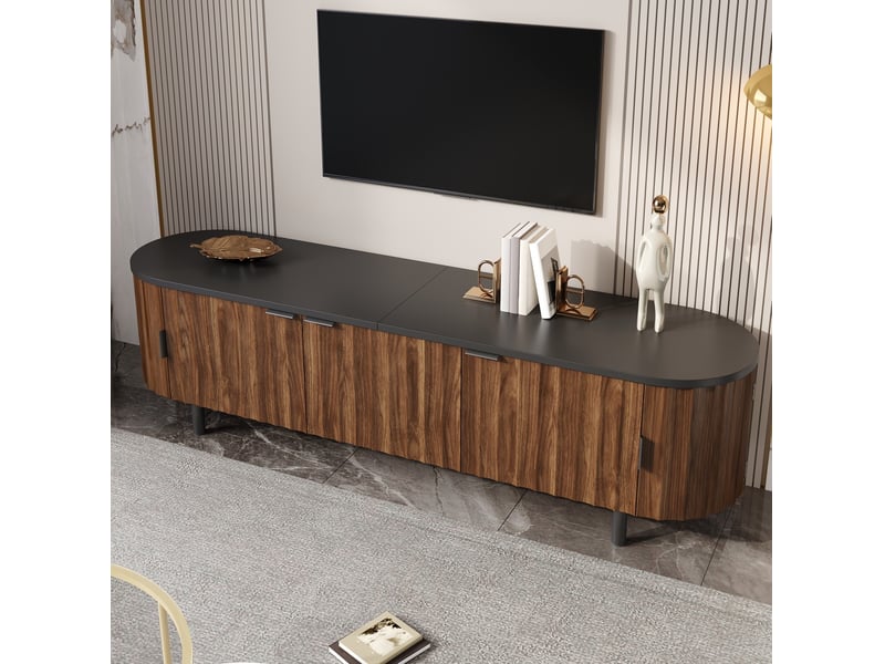  Meuble tv 5 portes 170x40x47 cm en mdf coloris noyer  - Conforama W