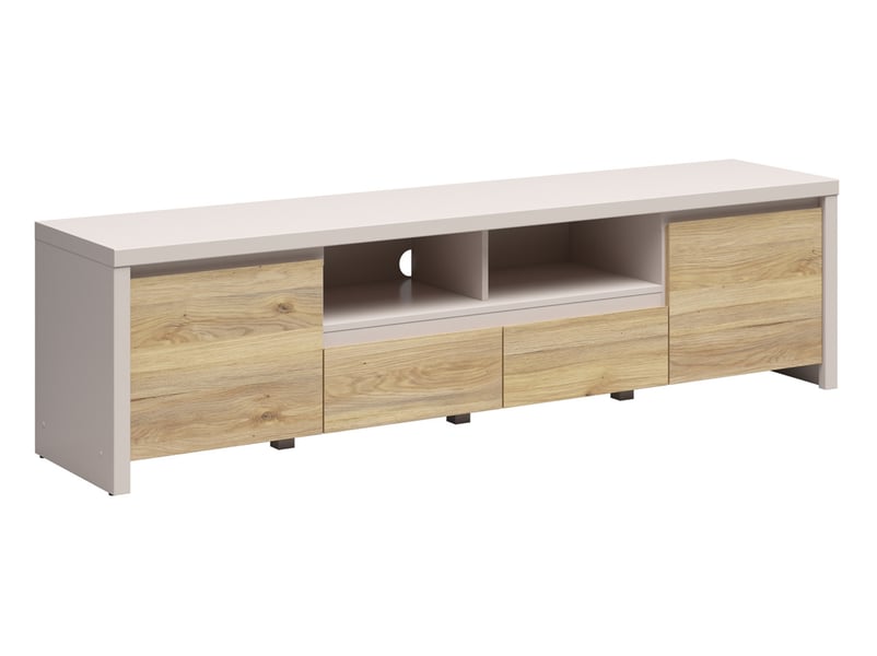  Meuble tv avec 2 portes et 2 tiroirs coloris cachemirechêne mauvella - longueur 182 x profondeur 40 x hauteur 49 cm  - Conforama E