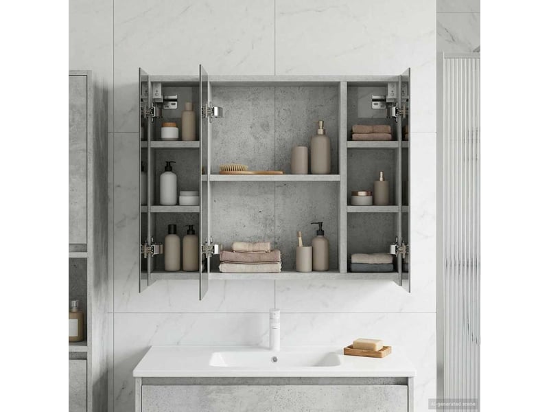 Armoire miroir de salle de bain, cabinet de salle de bain gris béton 60 x 14,5 x 50 cm cf65161 - Conforama D
