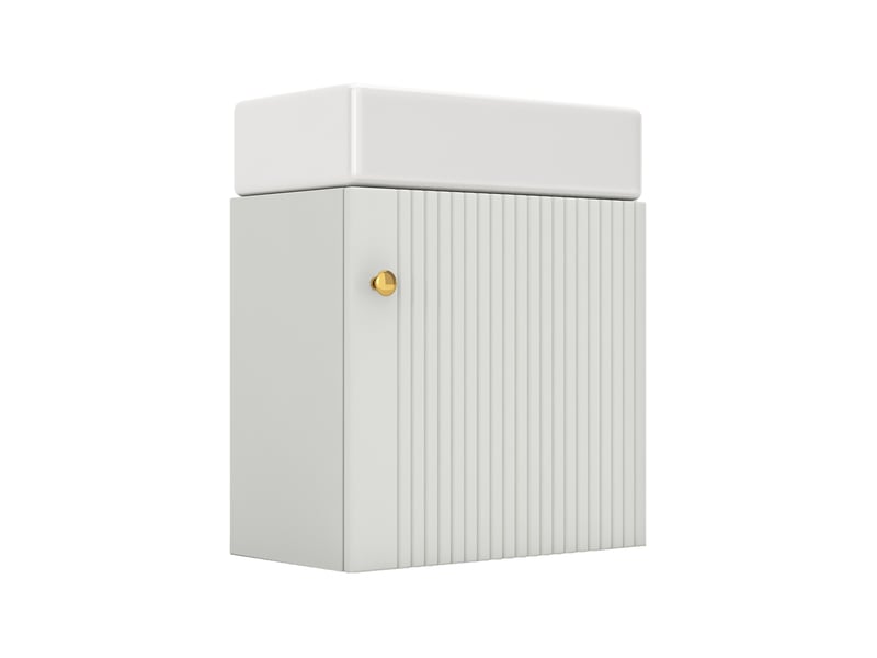  Meuble sous-vasque suspendu 46 cm avec vasque en céramique petit meuble de salle de bain blanc  - Conforama A
