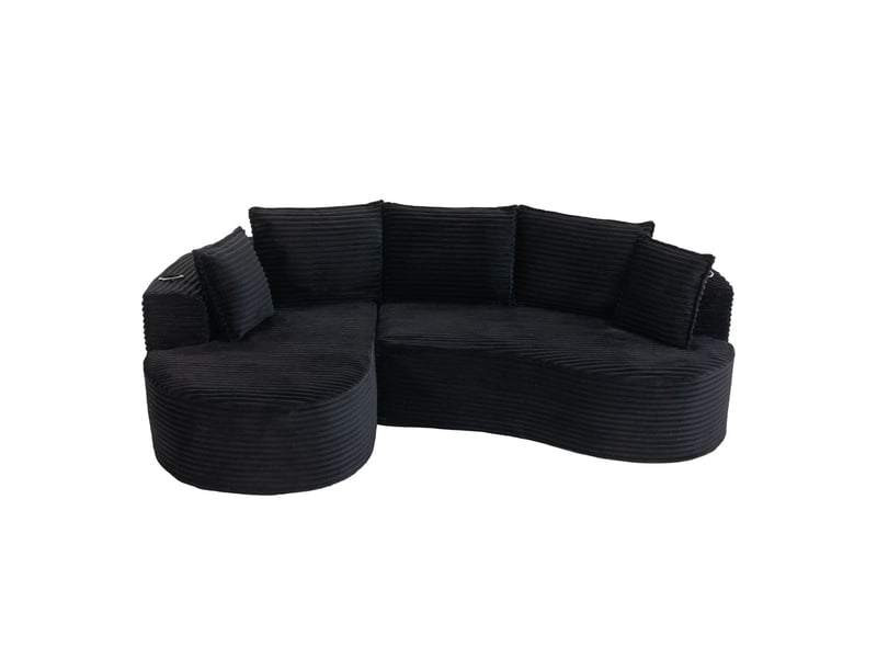  Canapé revêtement en velours côtelé toucher doux respirant porte-gobelet intégré poche de rangement mousse haute densité coussins inclus  - Conforama A