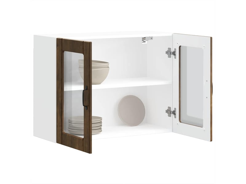  Armoire murale de cuisine avec porte vitrée lucca chêne fumé bois d'ingénierie shl7340  - Conforama B