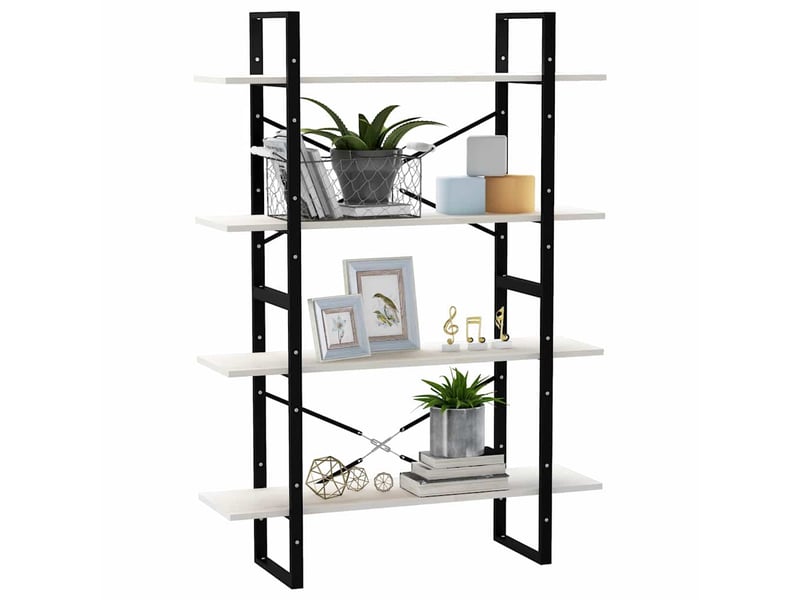  Bibliothèque à 4 niveaux, armoire à livres blanc 100x30x140 cm bois de pin massif  - Conforama D