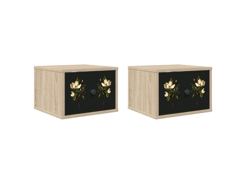  Table de chevet - cabinet de chevet - table de nuit mural bremen 2 pc chêne sonoma  - Conforama A