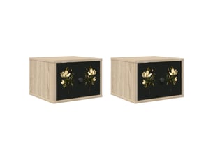 Table de chevet - cabinet de chevet - table de nuit mural bremen 2 pc chêne sonoma
