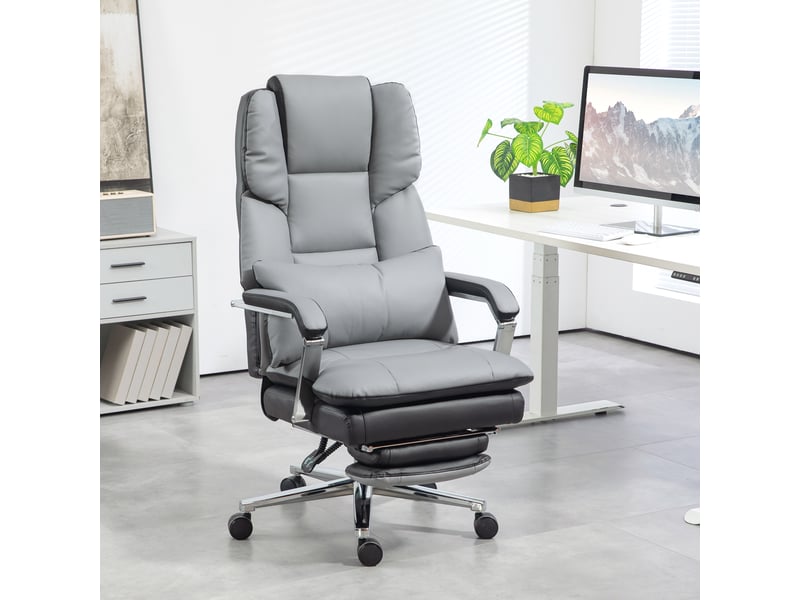  Chaise de bureau ergonomique et réglable, 63 x 71 x 123-129 cm, gris clairnoir  - Conforama D