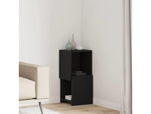 Meuble d'angle, meuble de rangement salon 30,5x30x65cm bois d'ingénierie chêne noir