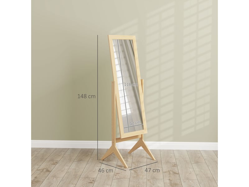  Miroir en pied grand miroir de sol inclinaison réglable pour dressing chambre 47 x 46 x 148 cm en chêne  - Conforama E