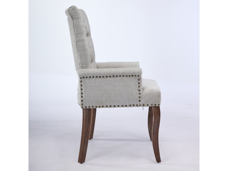  Chaise de salle à manger en tissu chenille beige avec accoudoirs W3223P455752 - Conforama B