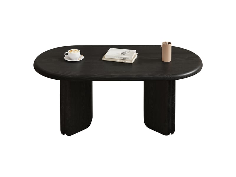  Table basse ovale 99x50x40 cm – noir – plateau mdf, pieds arrondis, charge 40 kg et montage facile  - Conforama A