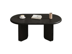 Table basse ovale 99x50x40 cm – noir – plateau mdf, pieds arrondis, charge 40 kg et montage facile