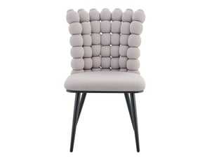 Lot de 2 chaises 54x48x88 cm salle à manger, design luxe gris clair en velours, pieds métal noir, dossier à motif perlé